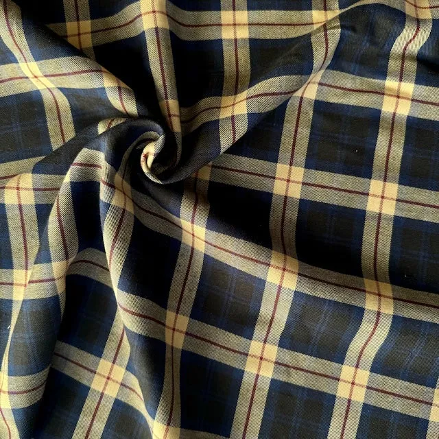 SEVENBERRY • Brushed Cotton Viyella Check Fabric • Navy • NEW