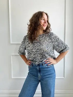 Short Sleeve Sequins Top