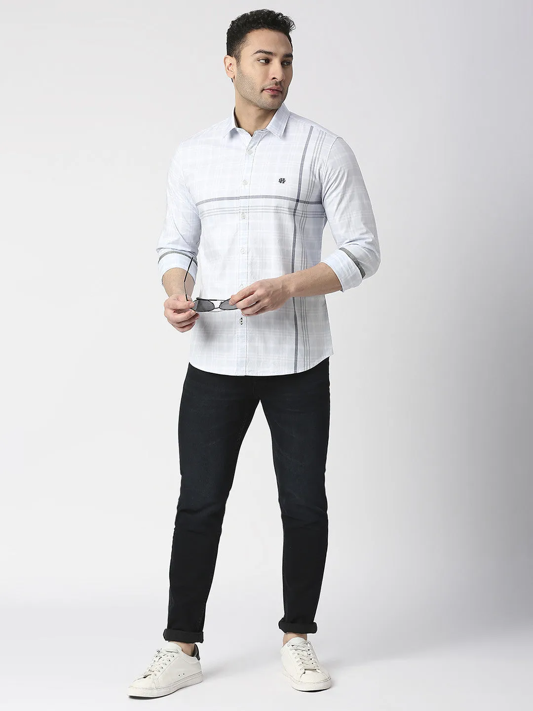 Sky Blue Oxford Checked Shirt