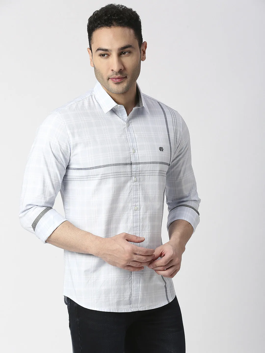 Sky Blue Oxford Checked Shirt