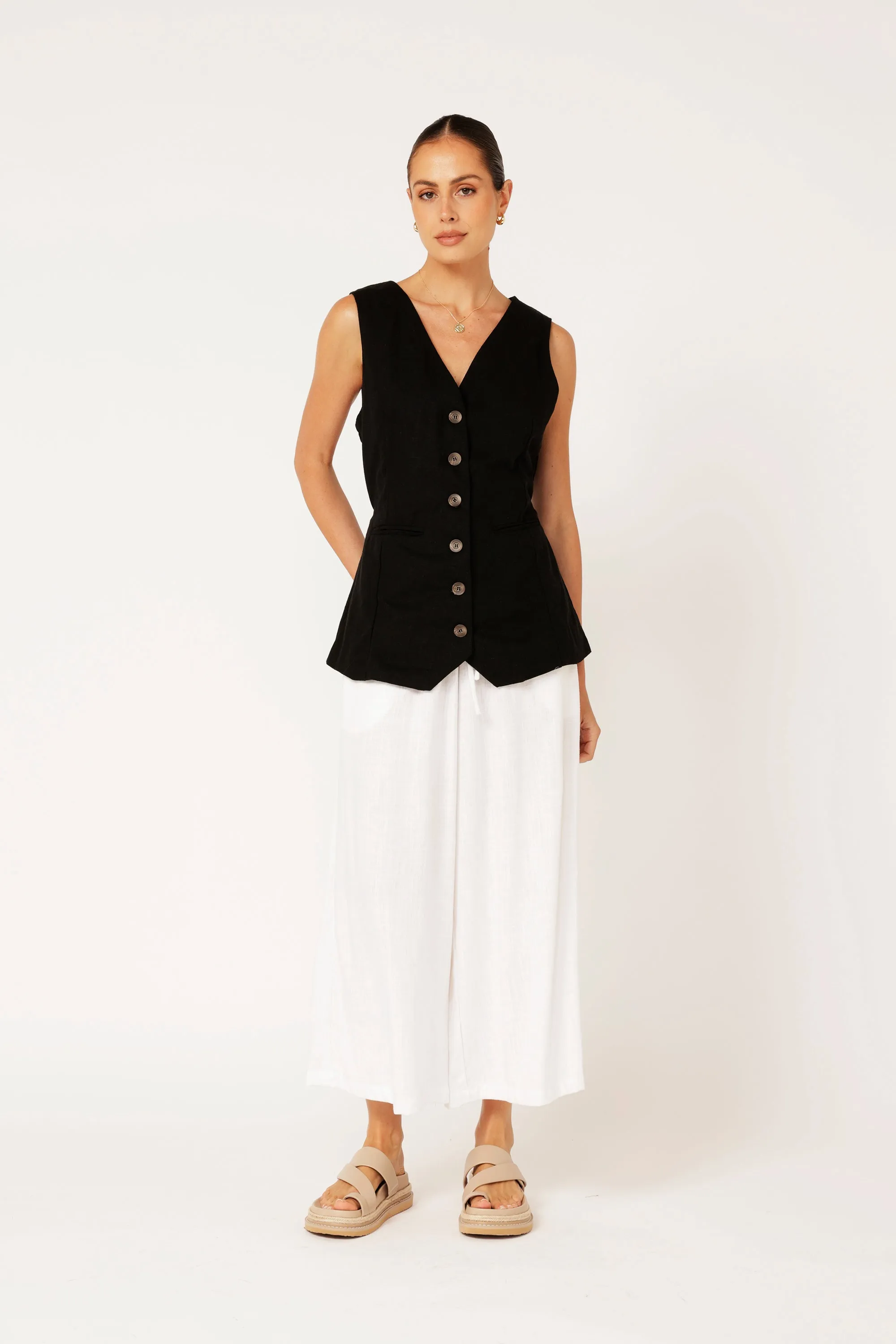 Vest (LONG) | Black | Linen Viscose