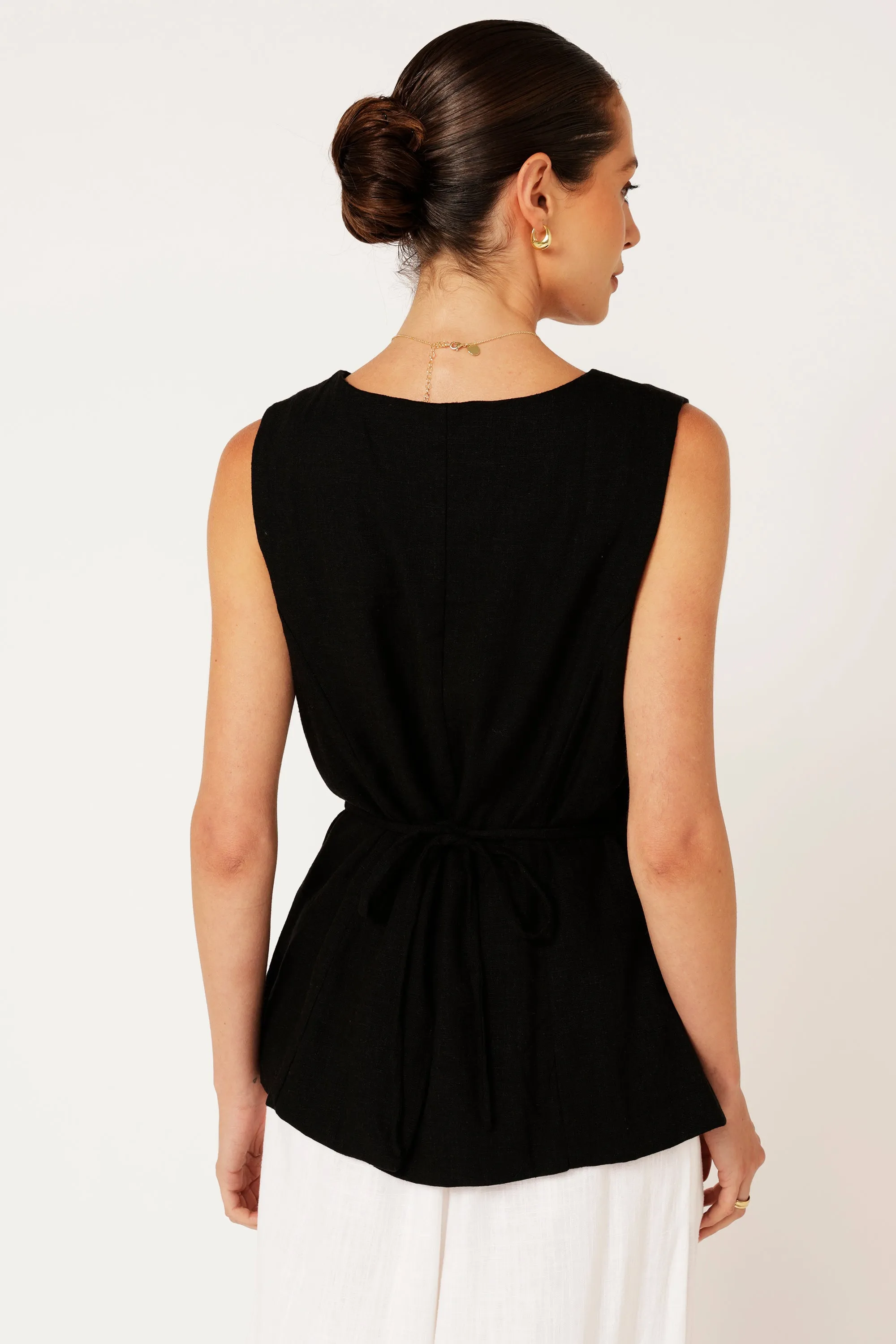 Vest (LONG) | Black | Linen Viscose
