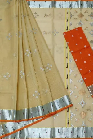 Vibrant Yellow & Orange Handloom Zari Saree