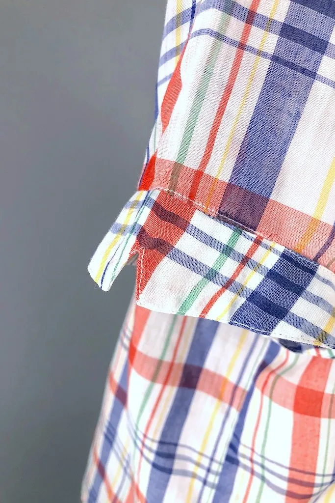 Vintage White & Red Plaid Blouse