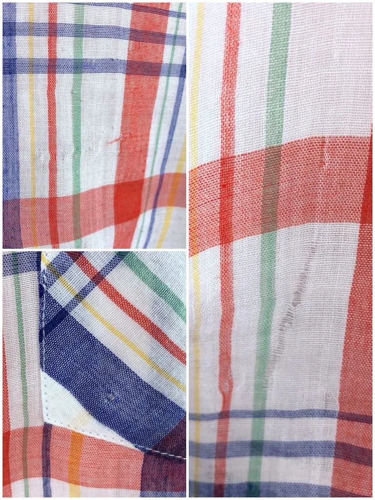 Vintage White & Red Plaid Blouse