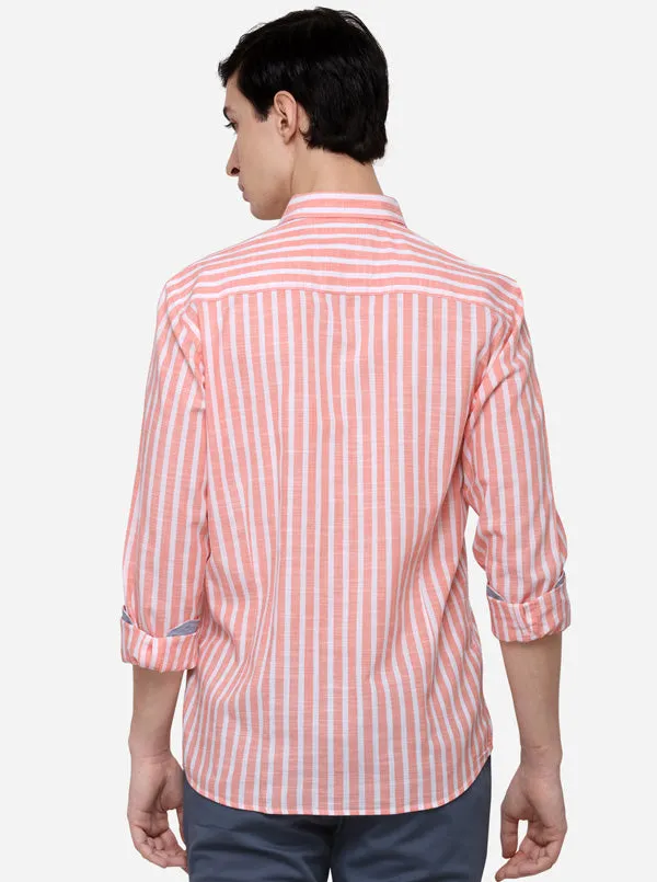 White & Orange Checked Tailored Fit Casual Shirt | JadeBlue