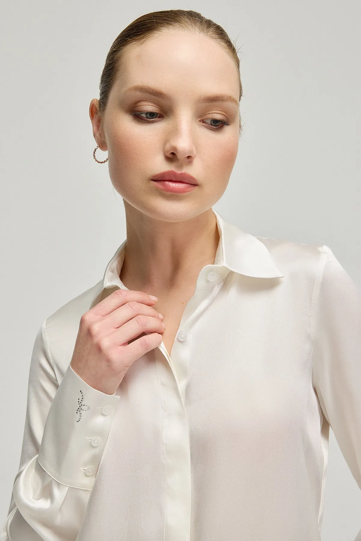 White Pure Silk Audrey Women's Shirt