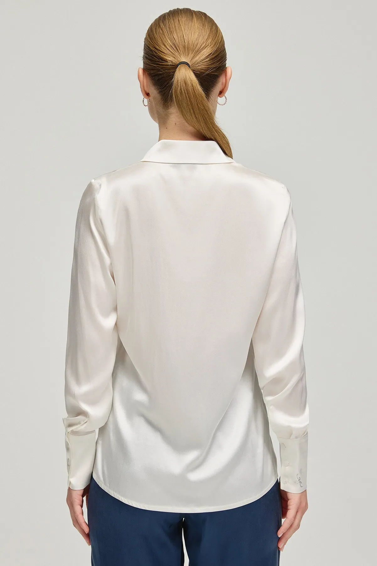 White Pure Silk Audrey Women's Shirt