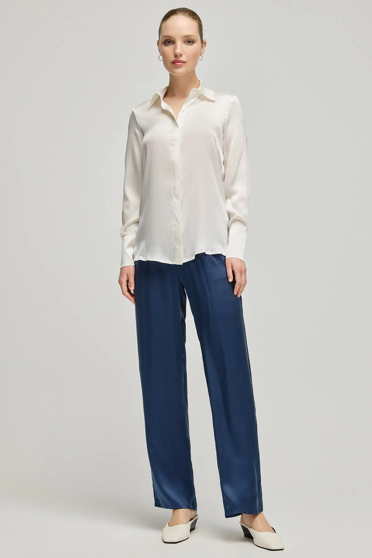 White Pure Silk Audrey Women's Shirt