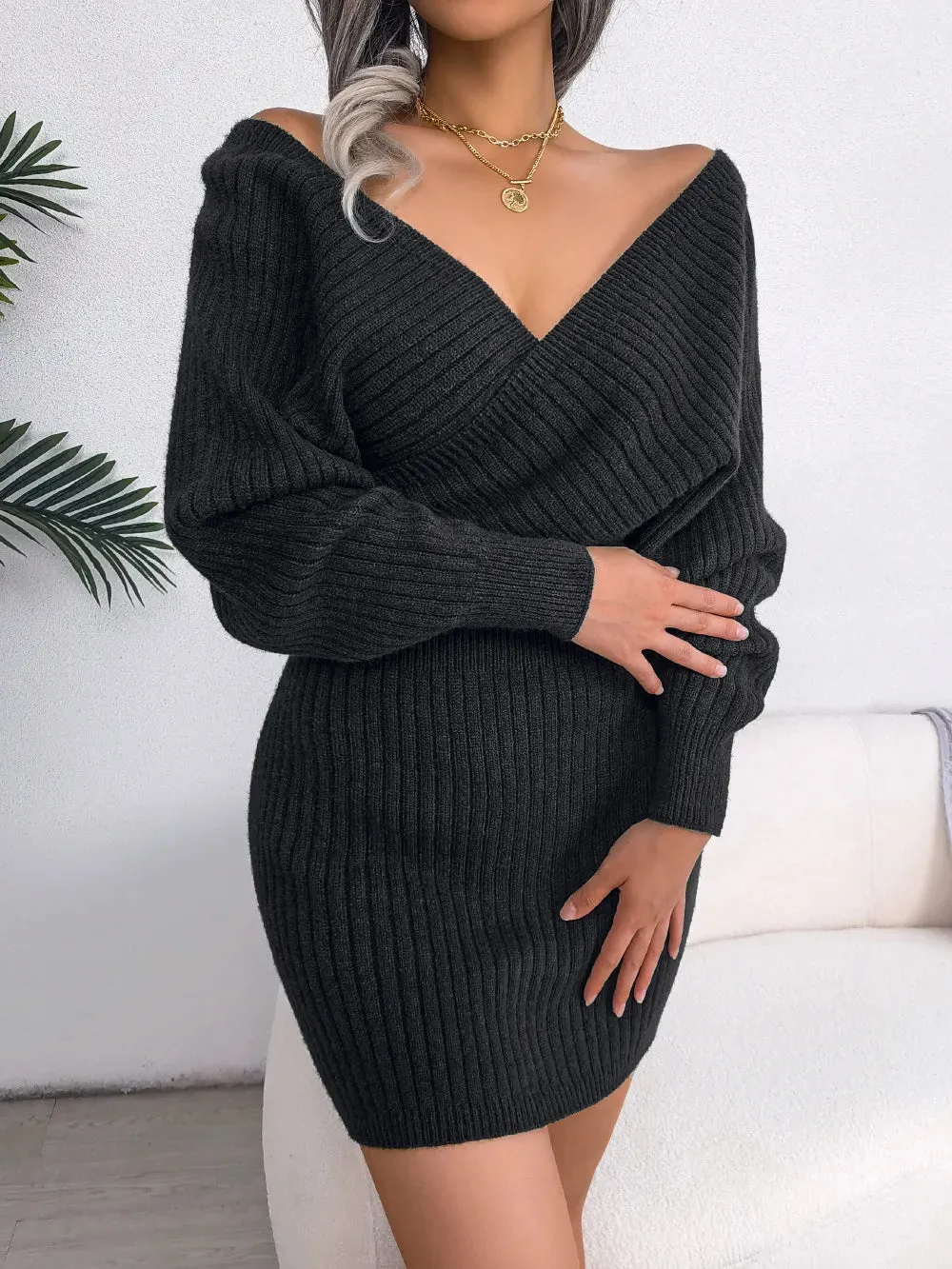 Women Fashion Knitted Wrap Dress