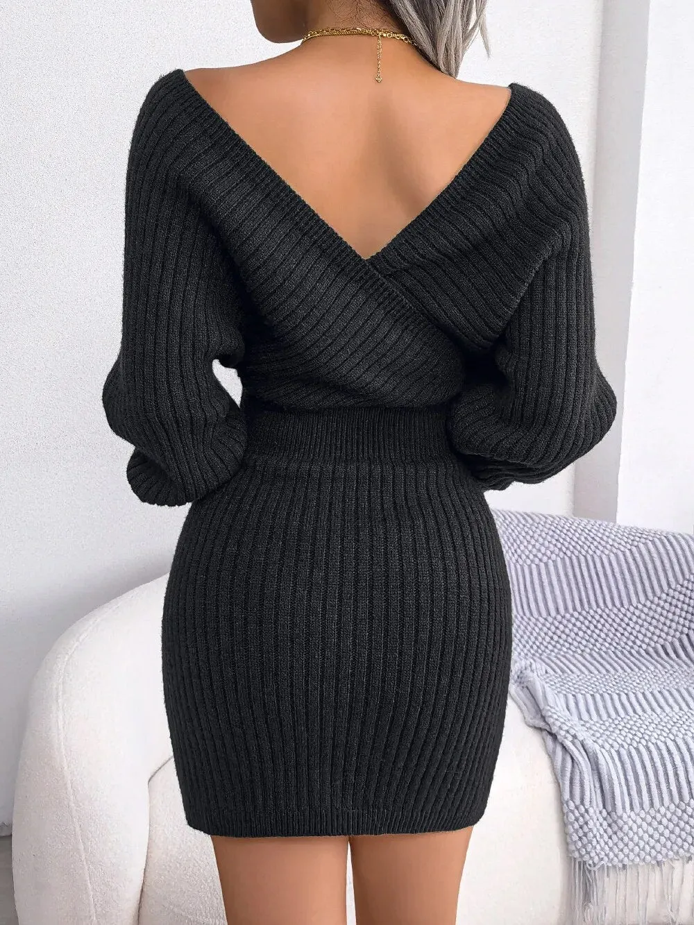 Women Fashion Knitted Wrap Dress