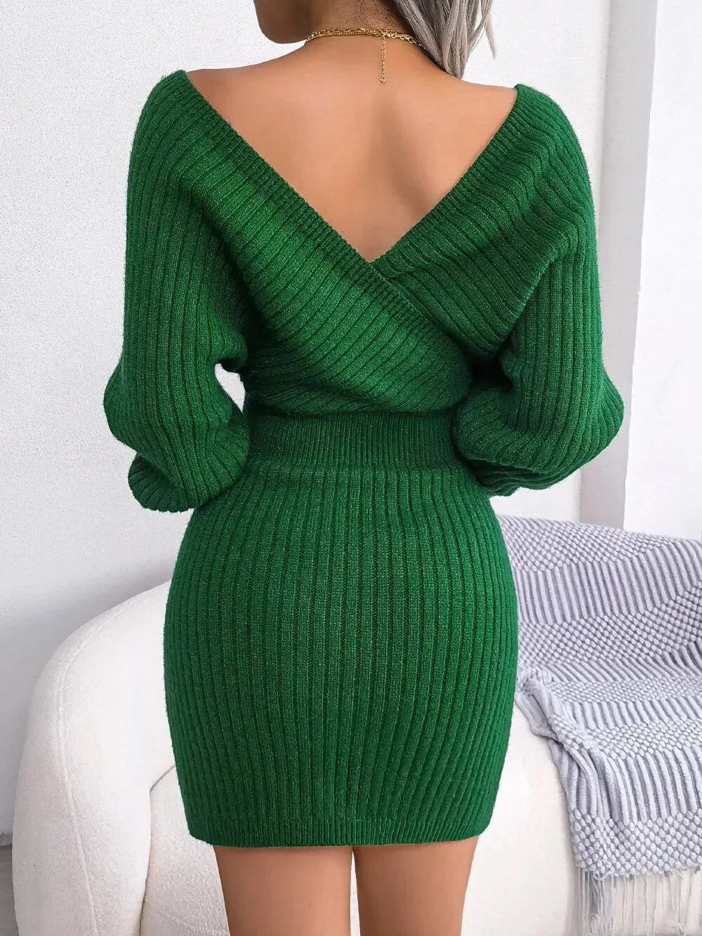 Women Fashion Knitted Wrap Dress