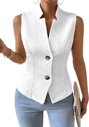 Women's 2025 Summer Sleeveless Vest Blazer Lightweight Casual Fully-Lined Slim Work Fashion Petite Elegant Tops