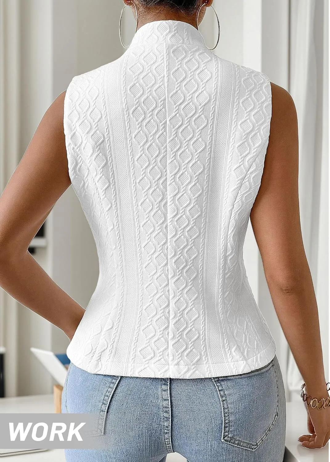 Women's 2025 Summer Sleeveless Vest Blazer Lightweight Casual Fully-Lined Slim Work Fashion Petite Elegant Tops