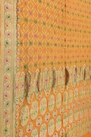 Yellow Banarasi Bandhani Pure Georgette Saree: Vibrant Elegance for Every Occasion
