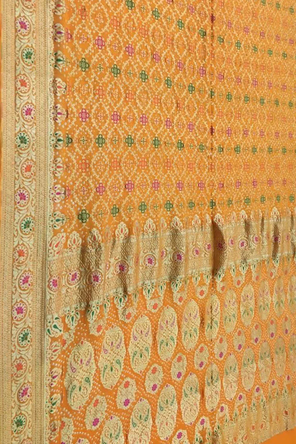 Yellow Banarasi Bandhani Pure Georgette Saree: Vibrant Elegance for Every Occasion