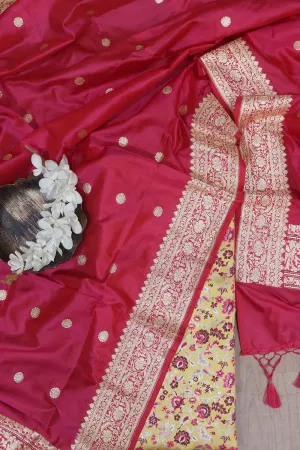 Yellow Banarasi Silk Meenakari Suit With Banarasi Pure Katan Silk Dupatta