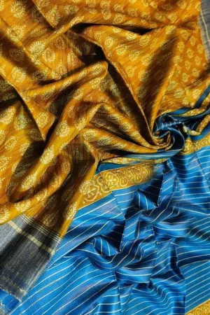 Yellow Bhagalpur Ghicha Tussar Silk Saree