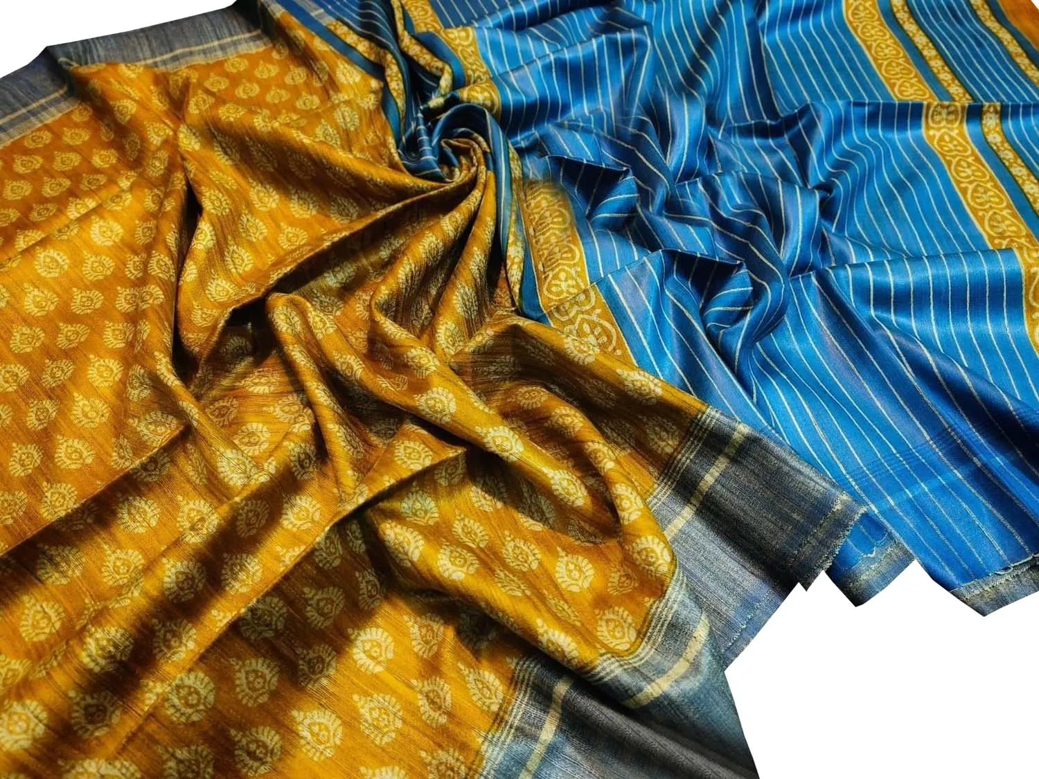 Yellow Bhagalpur Ghicha Tussar Silk Saree