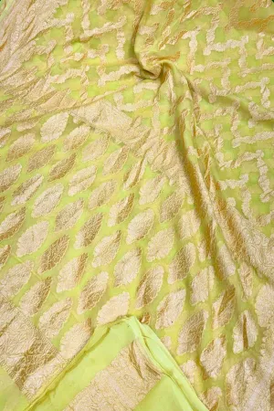 Yellow Handloom Banarasi Chiffon Georgette Saree
