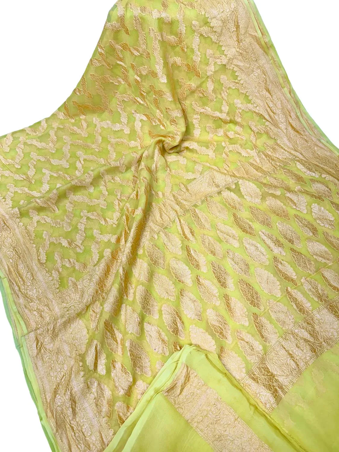 Yellow Handloom Banarasi Chiffon Georgette Saree