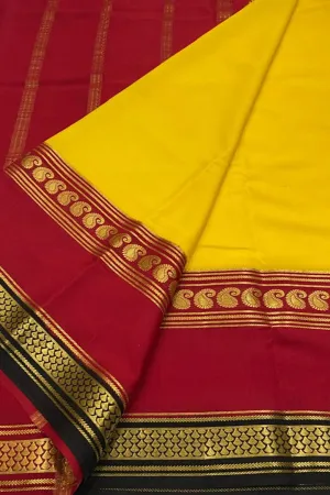 Yellow Handloom Mysore Pure Crepe Silk Saree
