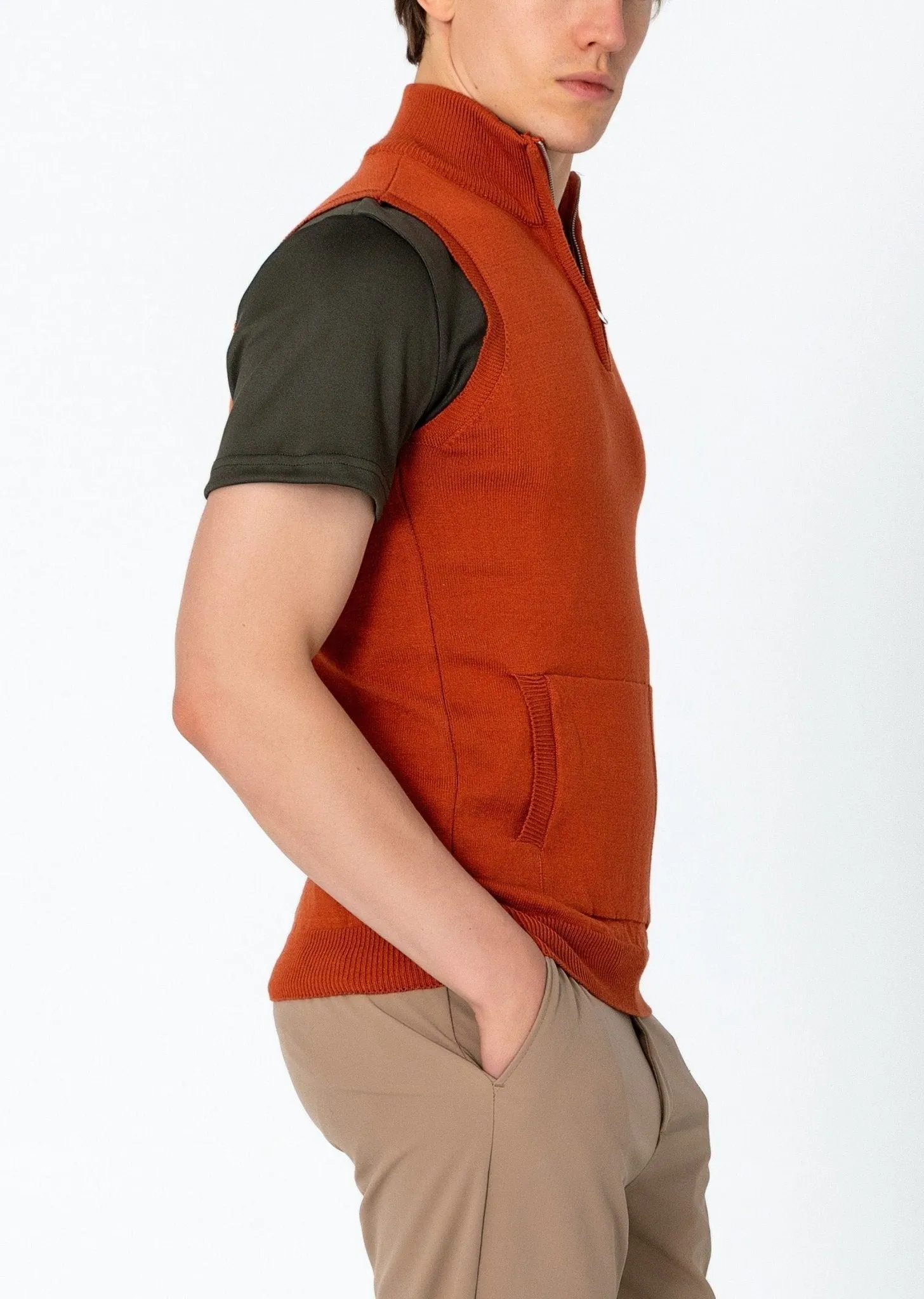 Zippered Collar Sweater Vest - Tile