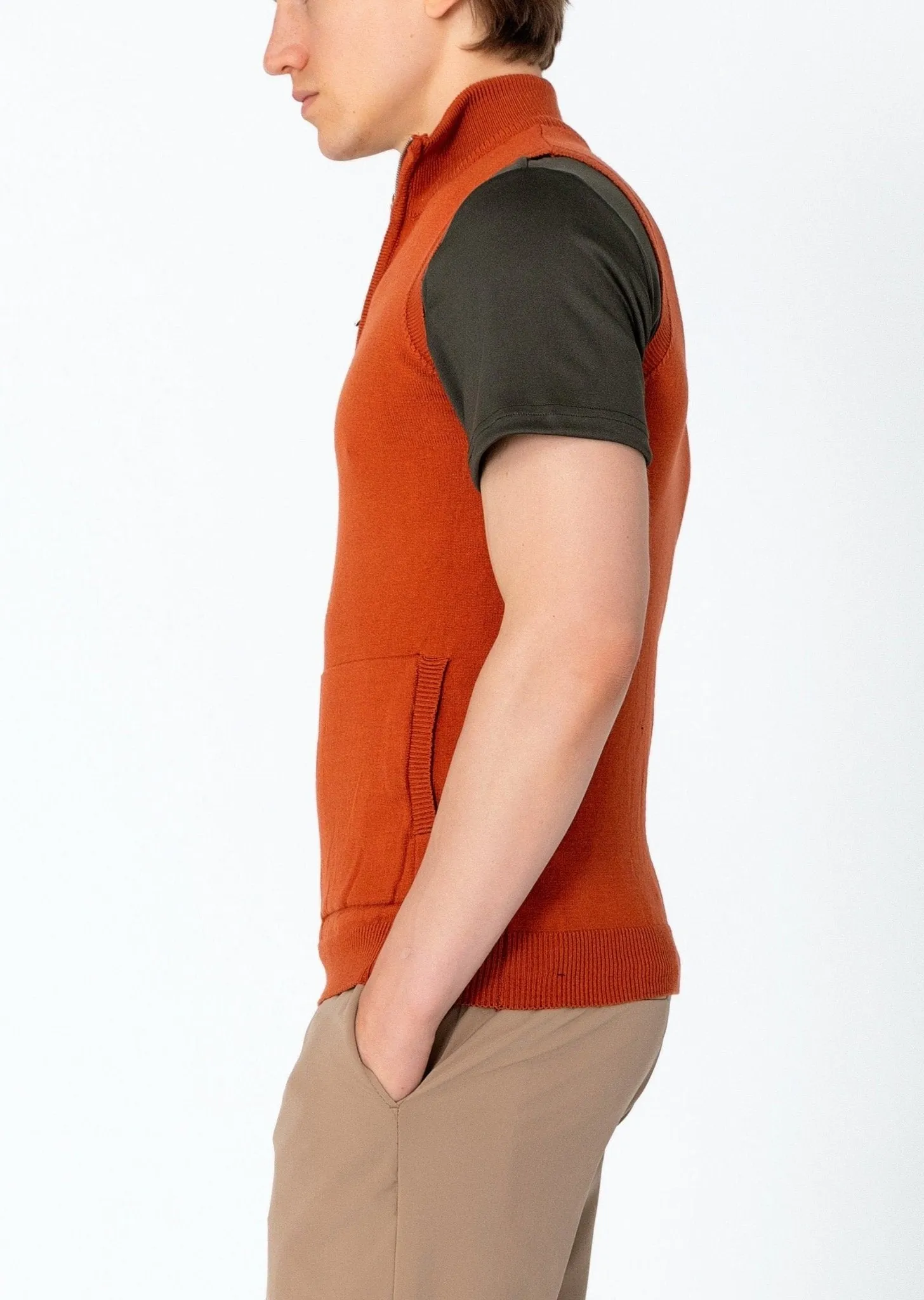 Zippered Collar Sweater Vest - Tile