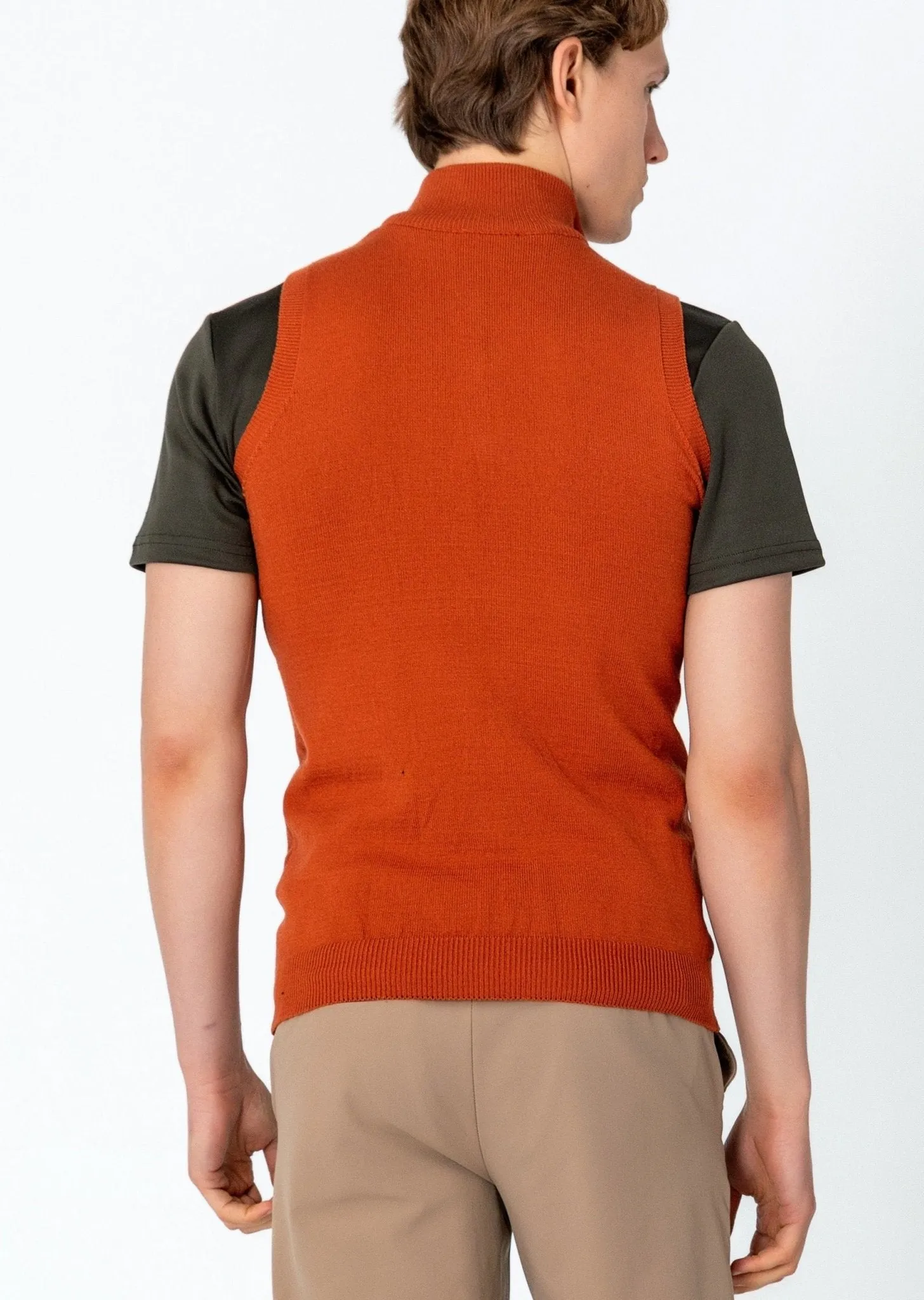 Zippered Collar Sweater Vest - Tile
